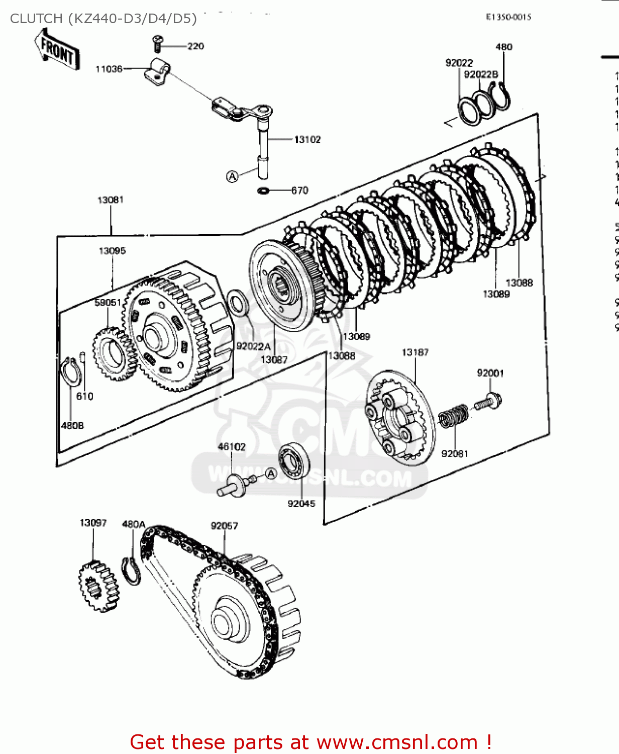 CLUTCH (KZ440-D3/D4/D5) KZ440D4 LTD 1982 USA CANADA / BELT DRIVE