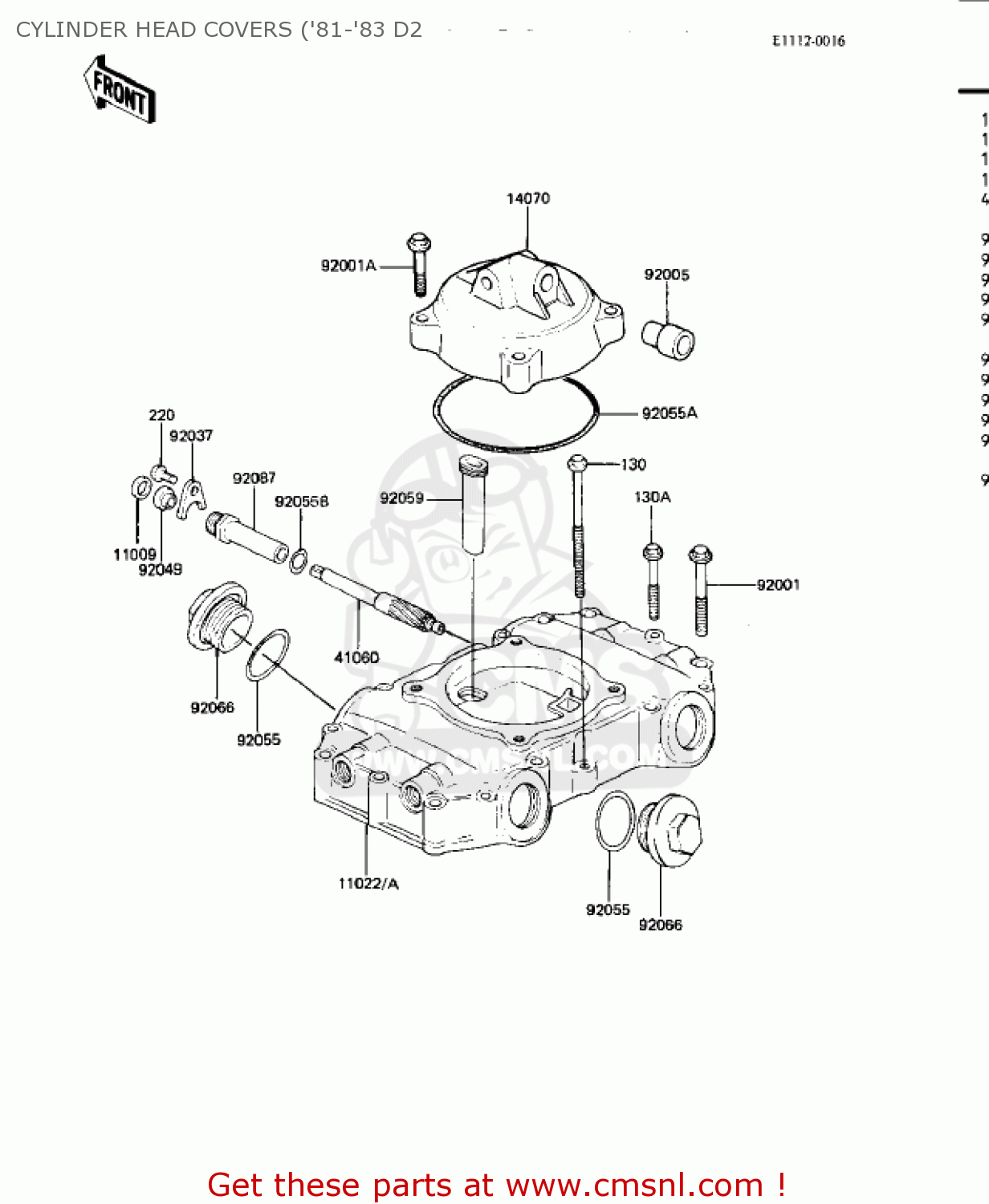 CYLINDER HEAD COVERS ('81-'83 D2 KZ440D4 LTD 1982 USA CANADA / BELT DRIVE