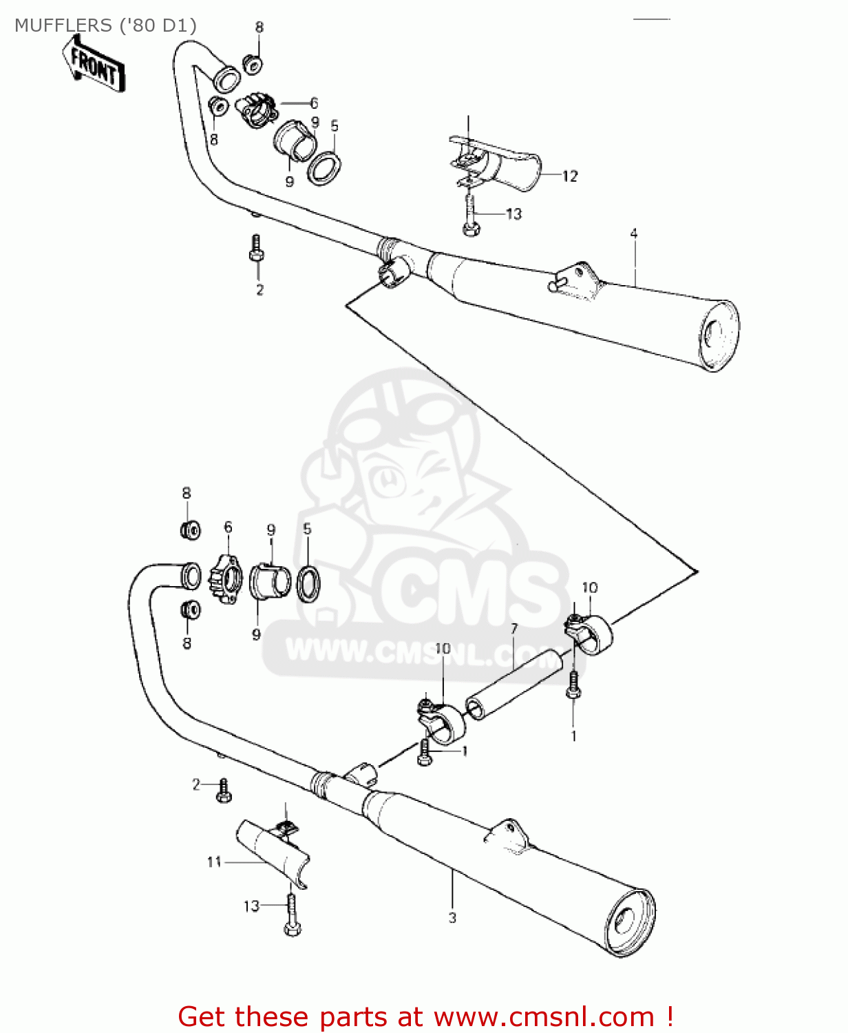 MUFFLERS ('80 D1) KZ440D4 LTD 1982 USA CANADA / BELT DRIVE