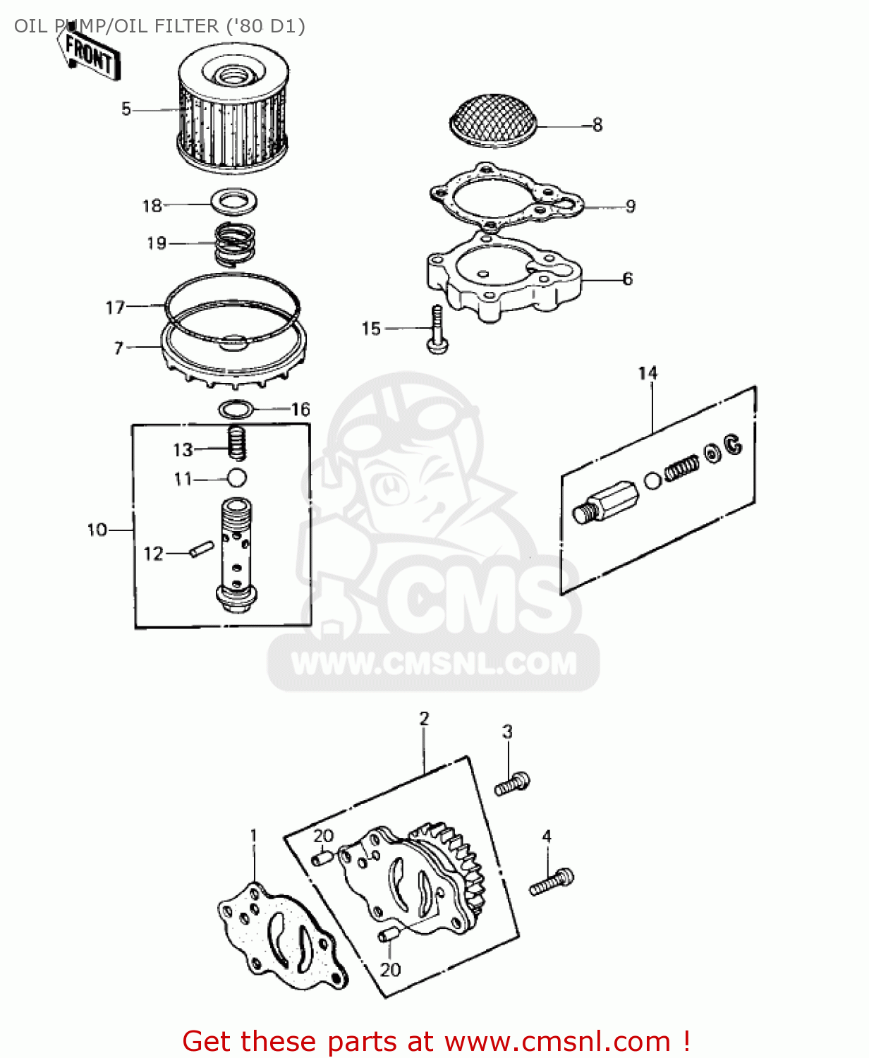 OIL PUMP/OIL FILTER ('80 D1) KZ440D4 LTD 1982 USA CANADA / BELT DRIVE