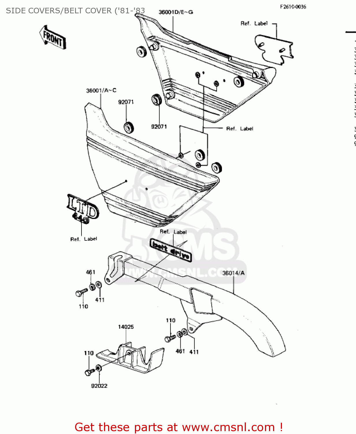 SIDE COVERS/BELT COVER ('81-'83 KZ440D4 LTD 1982 USA CANADA / BELT DRIVE