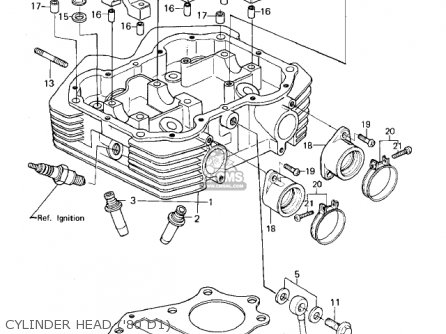 CYLINDER HEAD ('80 D1) - KZ440D4 LTD 1982 USA CANADA / BELT DRIVE