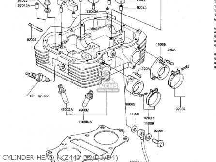 CYLINDER HEAD (KZ440-D2/D3/D4) - KZ440D4 LTD 1982 USA CANADA / BELT DRIVE