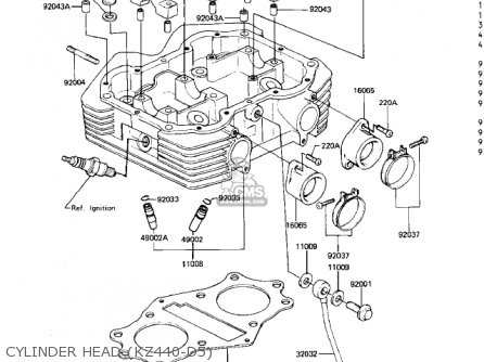 CYLINDER HEAD (KZ440-D5) - KZ440D4 LTD 1982 USA CANADA / BELT DRIVE