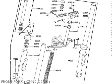 FRONT FORK (KZ440-D2/D3) - KZ440D4 LTD 1982 USA CANADA / BELT DRIVE
