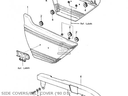 SIDE COVERS/BELT COVER ('80 D1) - KZ440D4 LTD 1982 USA CANADA / BELT DRIVE