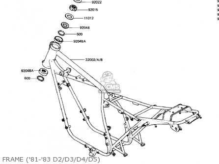 FRAME ('81-'83 D2/D3/D4/D5) - KZ440D4 LTD 1982 USA CANADA / BELT DRIVE