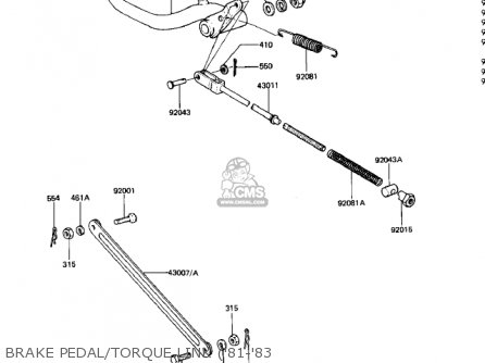 BRAKE PEDAL/TORQUE LINK ('81-'83 - KZ440D4 LTD 1982 USA CANADA / BELT DRIVE
