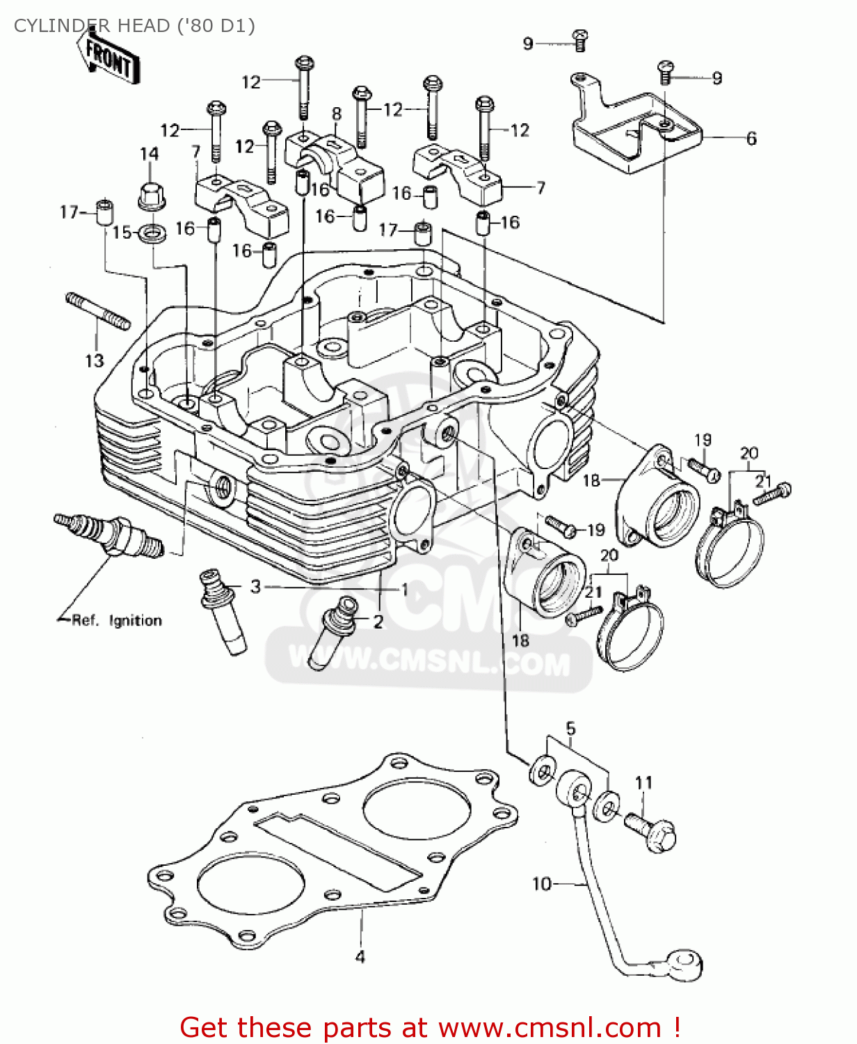 CYLINDER HEAD ('80 D1) KZ440D5 LTD 1983 USA CANADA / BELT DRIVE