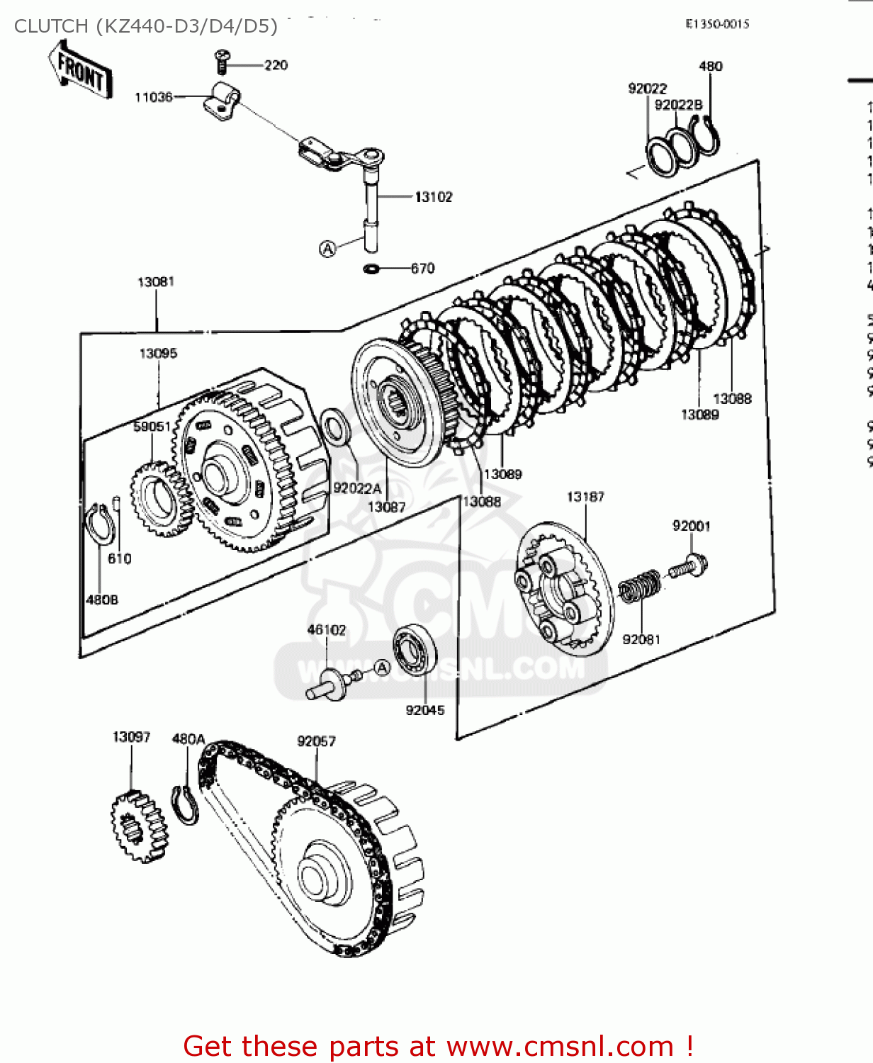 CLUTCH (KZ440-D3/D4/D5) KZ440D5 LTD 1983 USA CANADA / BELT DRIVE