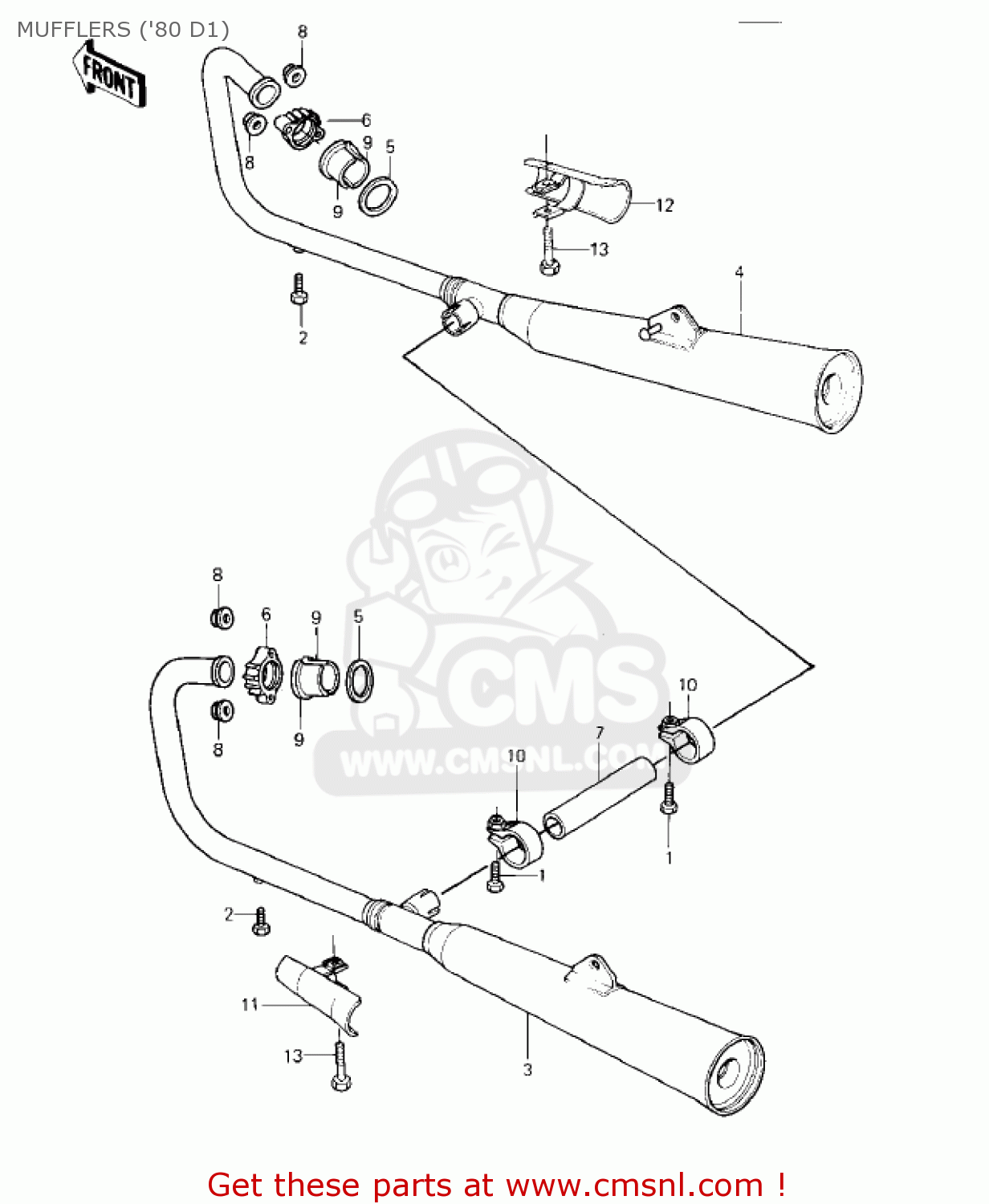 MUFFLERS ('80 D1) KZ440D5 LTD 1983 USA CANADA / BELT DRIVE