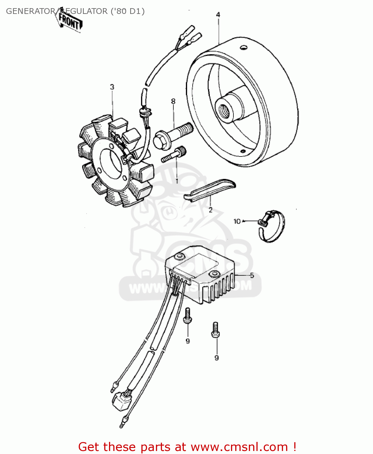 GENERATOR/REGULATOR ('80 D1) KZ440D5 LTD 1983 USA CANADA / BELT DRIVE