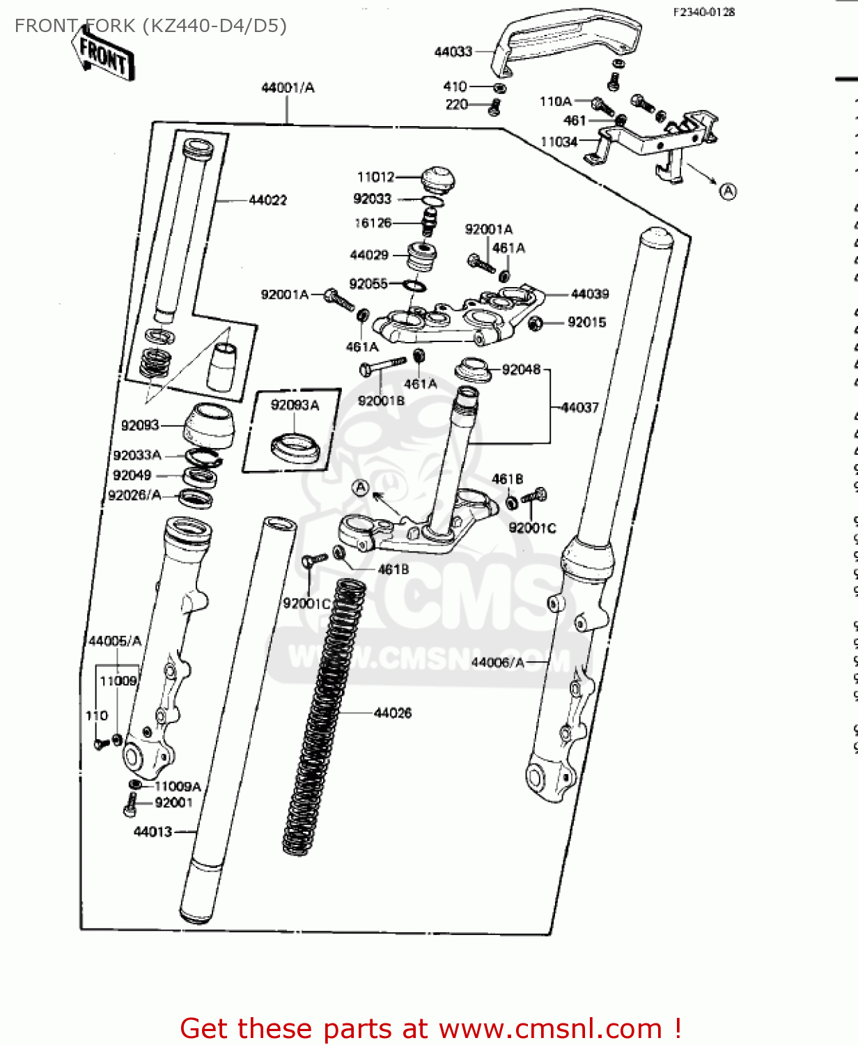 FRONT FORK (KZ440-D4/D5) KZ440D5 LTD 1983 USA CANADA / BELT DRIVE