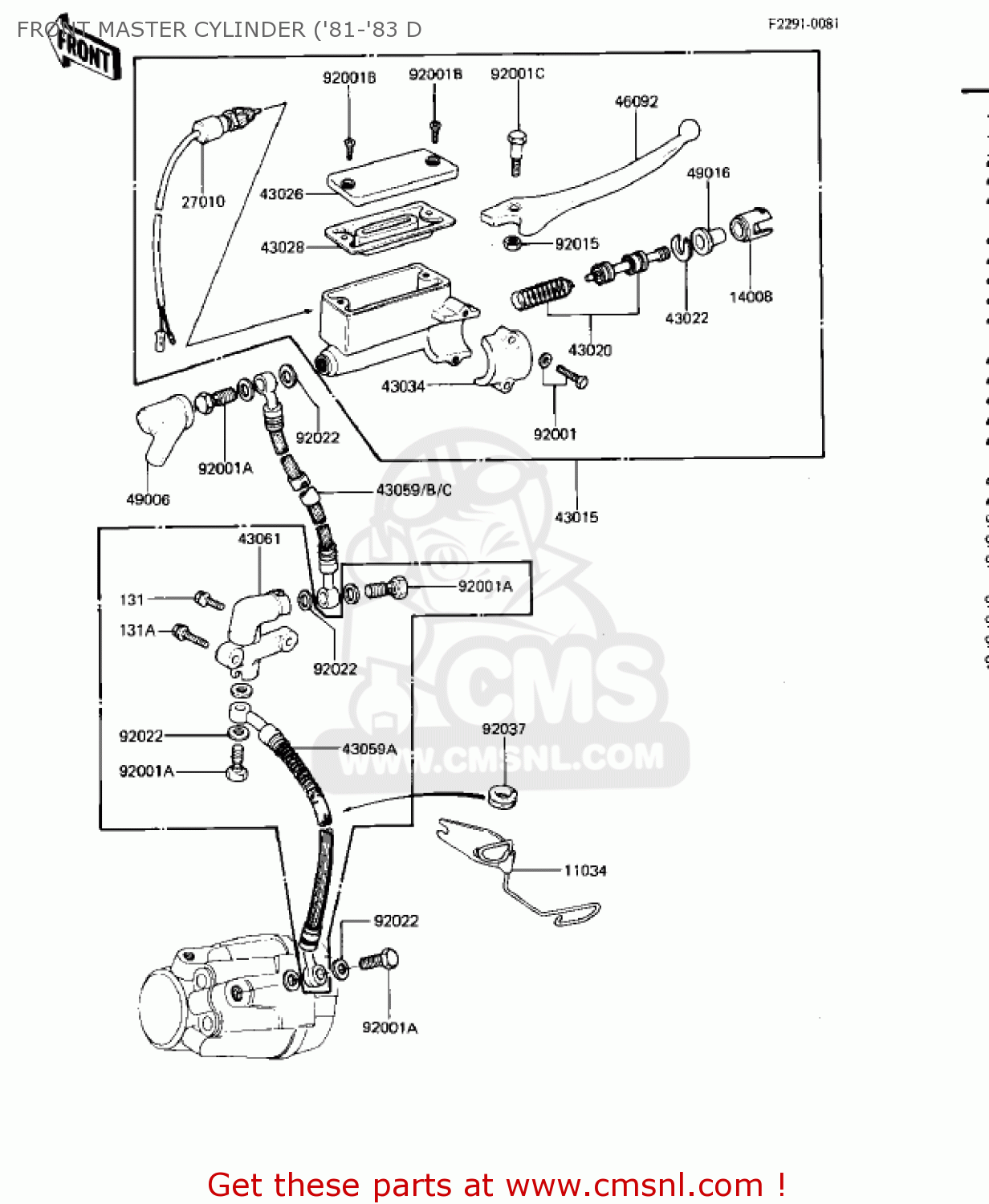 FRONT MASTER CYLINDER ('81-'83 D KZ440D5 LTD 1983 USA CANADA / BELT DRIVE