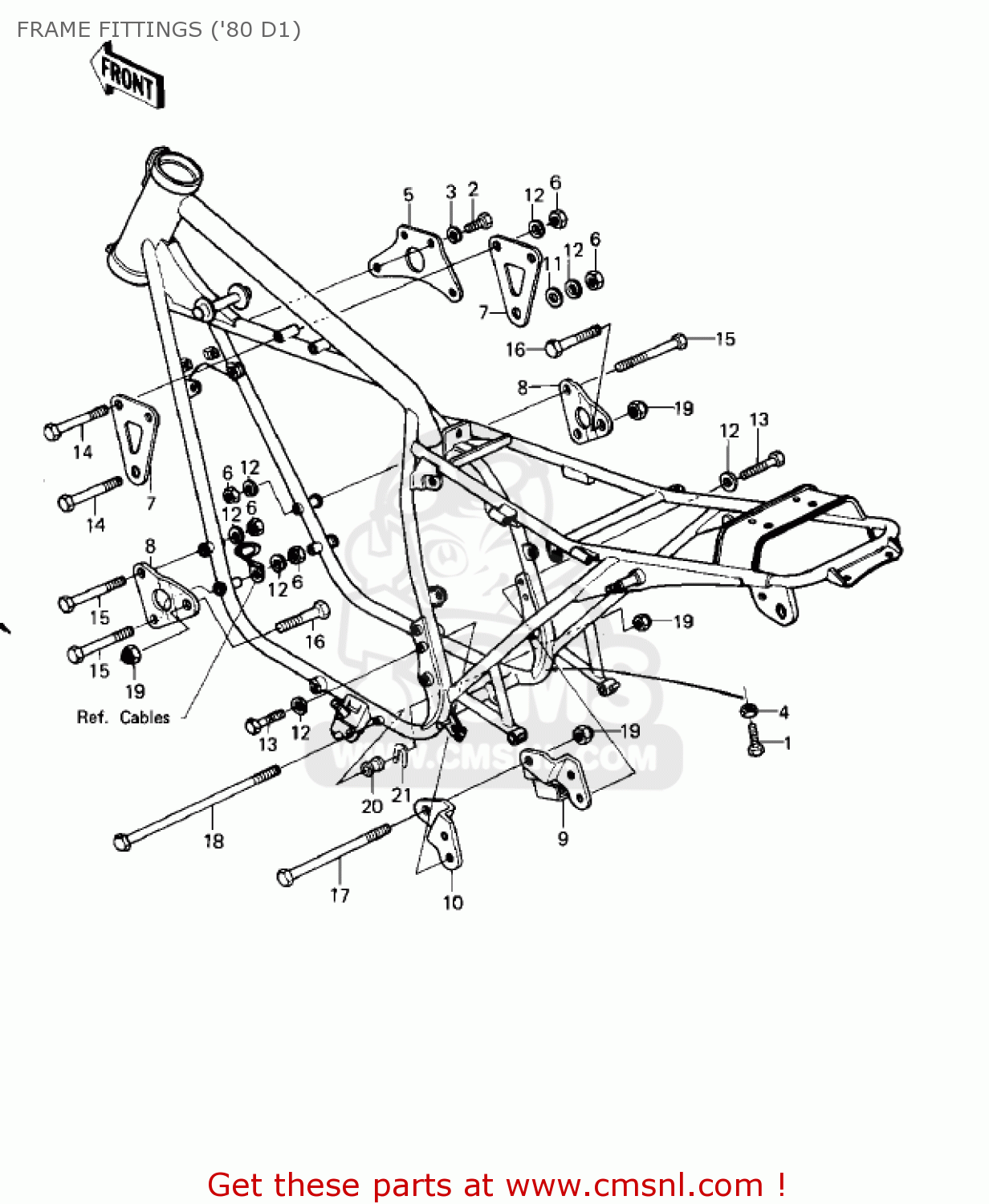 FRAME FITTINGS ('80 D1) KZ440D5 LTD 1983 USA CANADA / BELT DRIVE