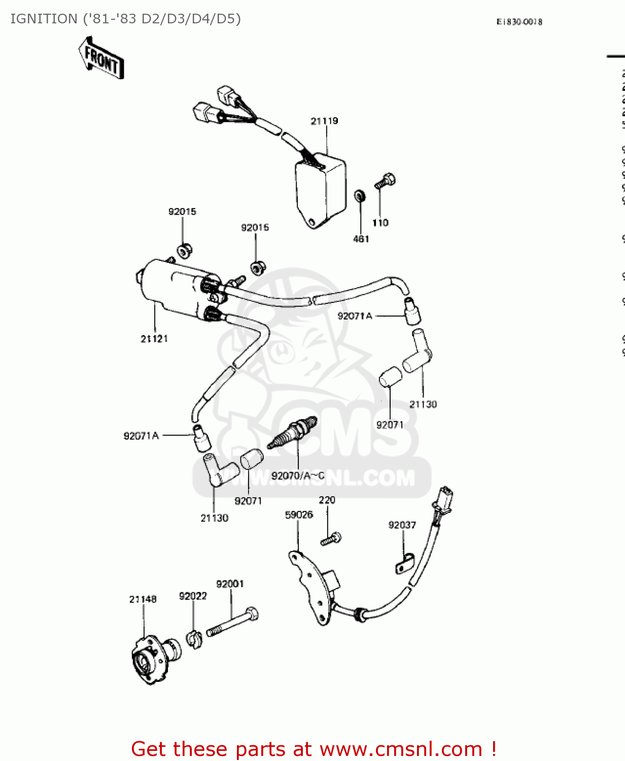 IGNITION ('81-'83 D2/D3/D4/D5) KZ440D5 LTD 1983 USA CANADA / BELT DRIVE