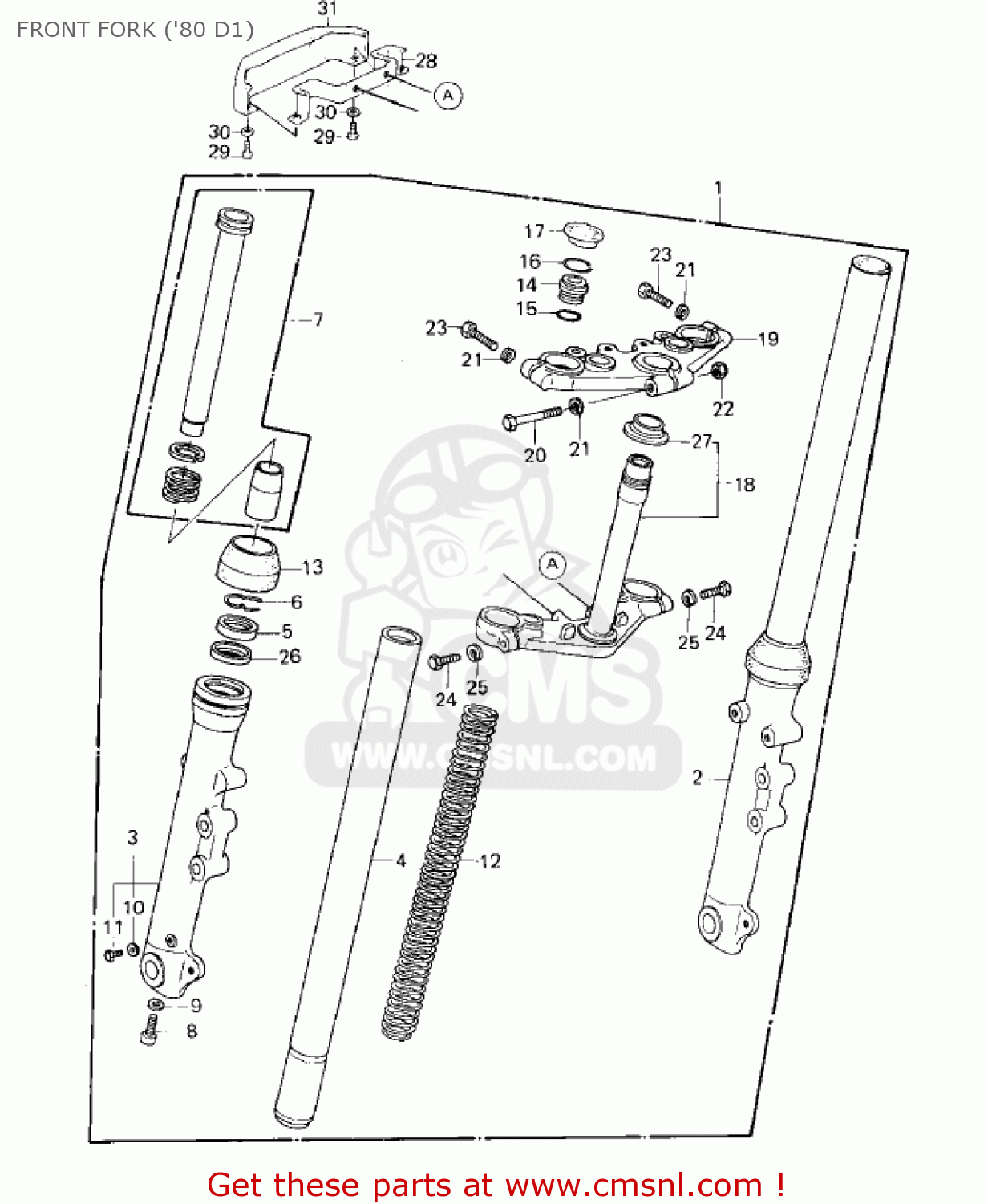 FRONT FORK ('80 D1) KZ440D5 LTD 1983 USA CANADA / BELT DRIVE