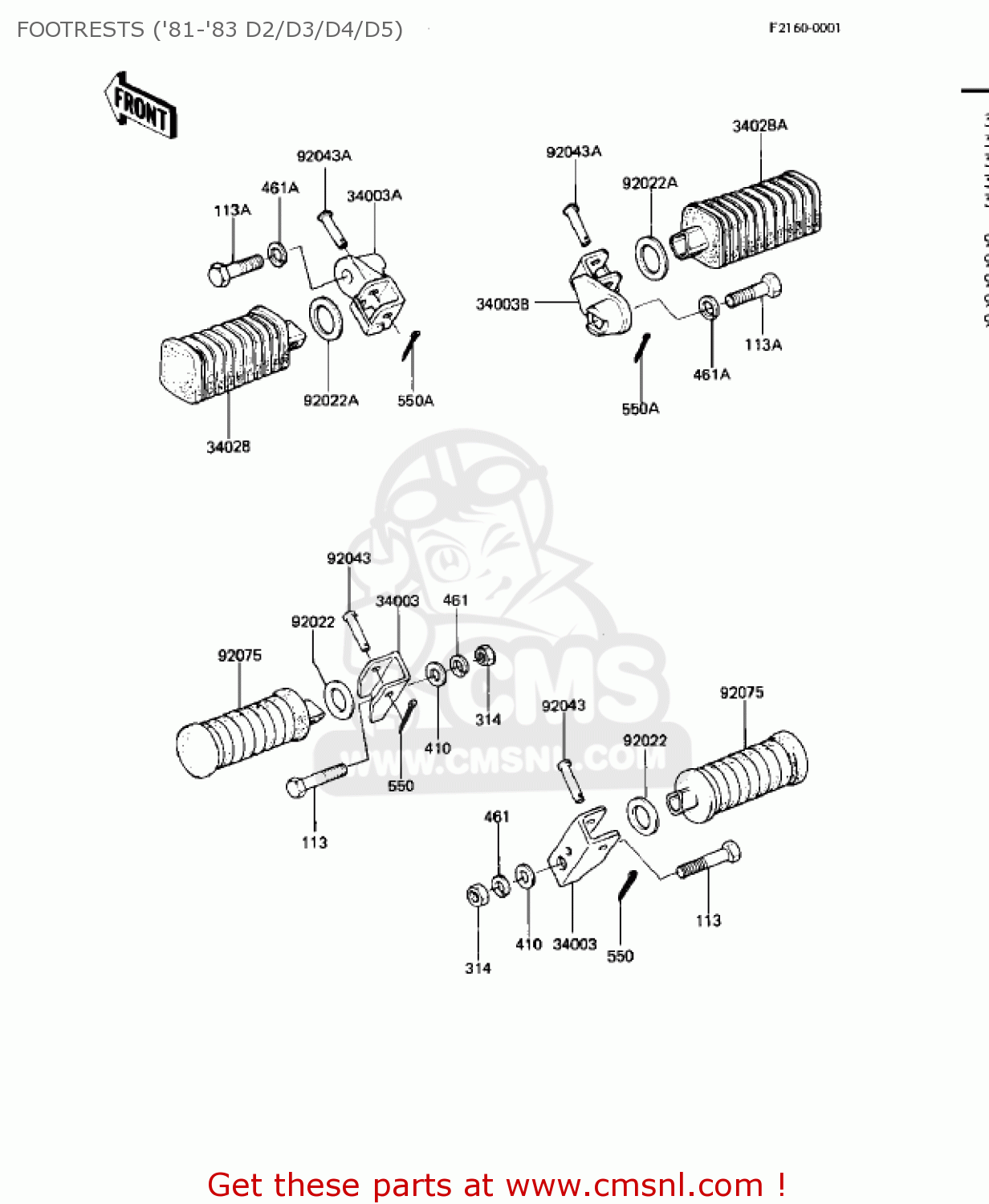 FOOTRESTS ('81-'83 D2/D3/D4/D5) KZ440D5 LTD 1983 USA CANADA / BELT DRIVE