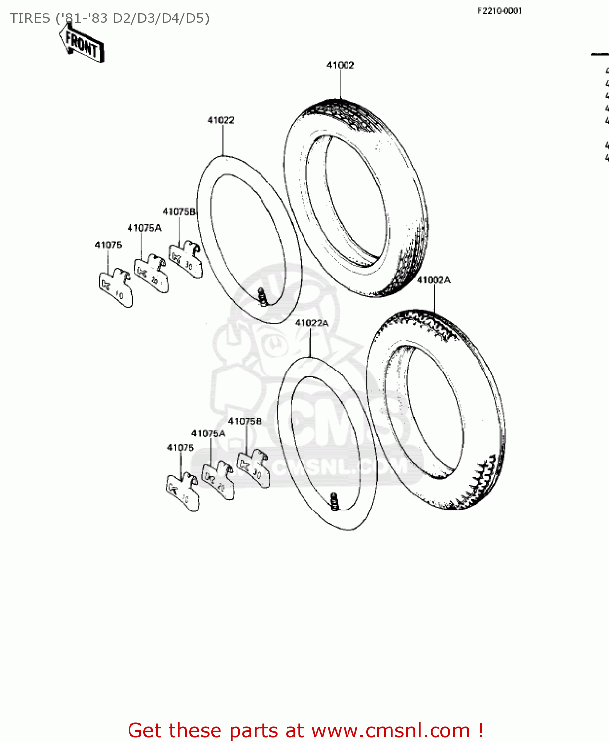 TIRES ('81-'83 D2/D3/D4/D5) KZ440D5 LTD 1983 USA CANADA / BELT DRIVE