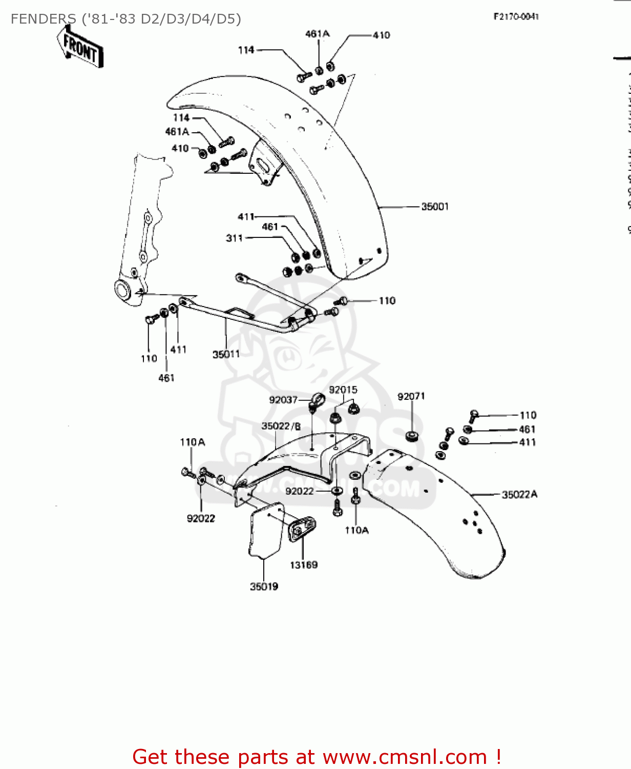 FENDERS ('81-'83 D2/D3/D4/D5) KZ440D5 LTD 1983 USA CANADA / BELT DRIVE