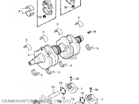 CRANKSHAFT/BALANCER ('80 D1) - KZ440D5 LTD 1983 USA CANADA / BELT DRIVE