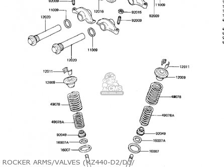 ROCKER ARMS/VALVES (KZ440-D2/D3/ - KZ440D5 LTD 1983 USA CANADA / BELT DRIVE
