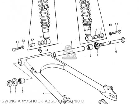 SWING ARM/SHOCK ABSORBERS ('80 D - KZ440D5 LTD 1983 USA CANADA / BELT DRIVE