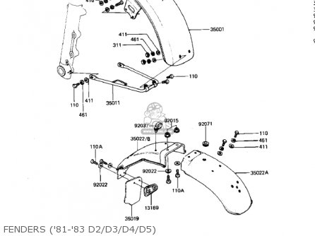 FENDERS ('81-'83 D2/D3/D4/D5) - KZ440D5 LTD 1983 USA CANADA / BELT DRIVE