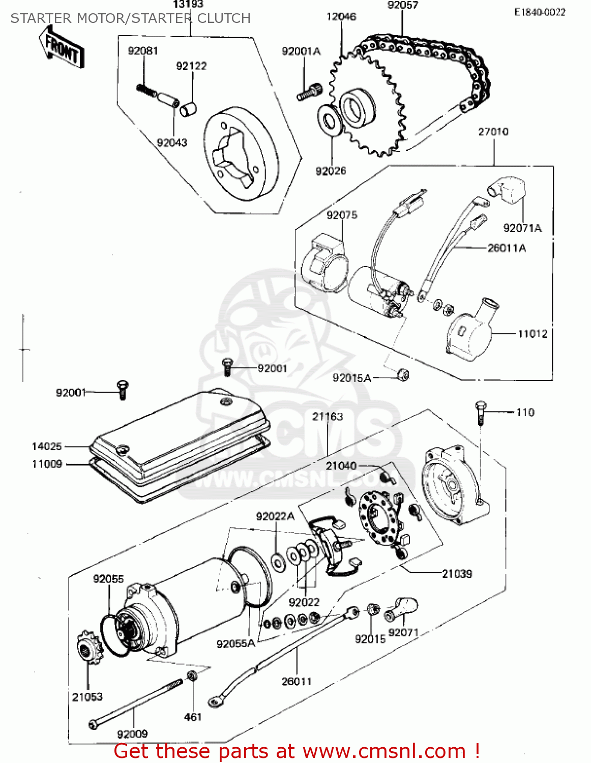 STARTER MOTOR/STARTER CLUTCH KZ440G1 1982 USA CANADA