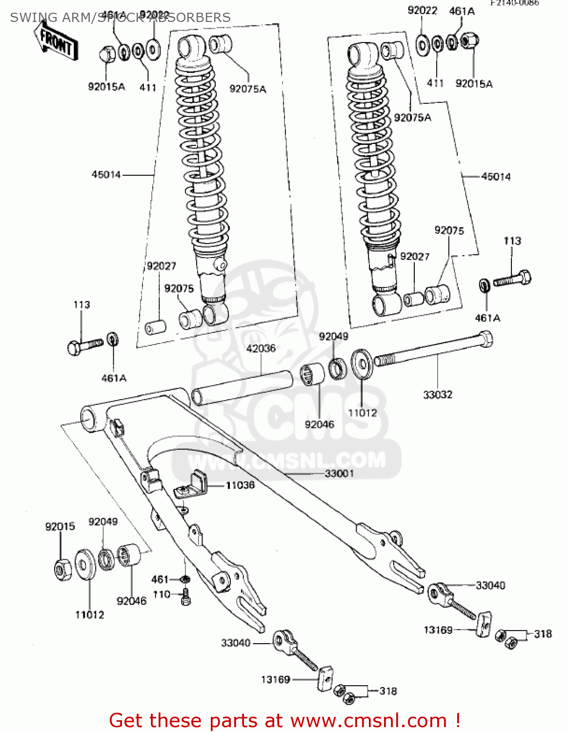 SWING ARM/SHOCK ABSORBERS KZ440G1 1982 USA CANADA