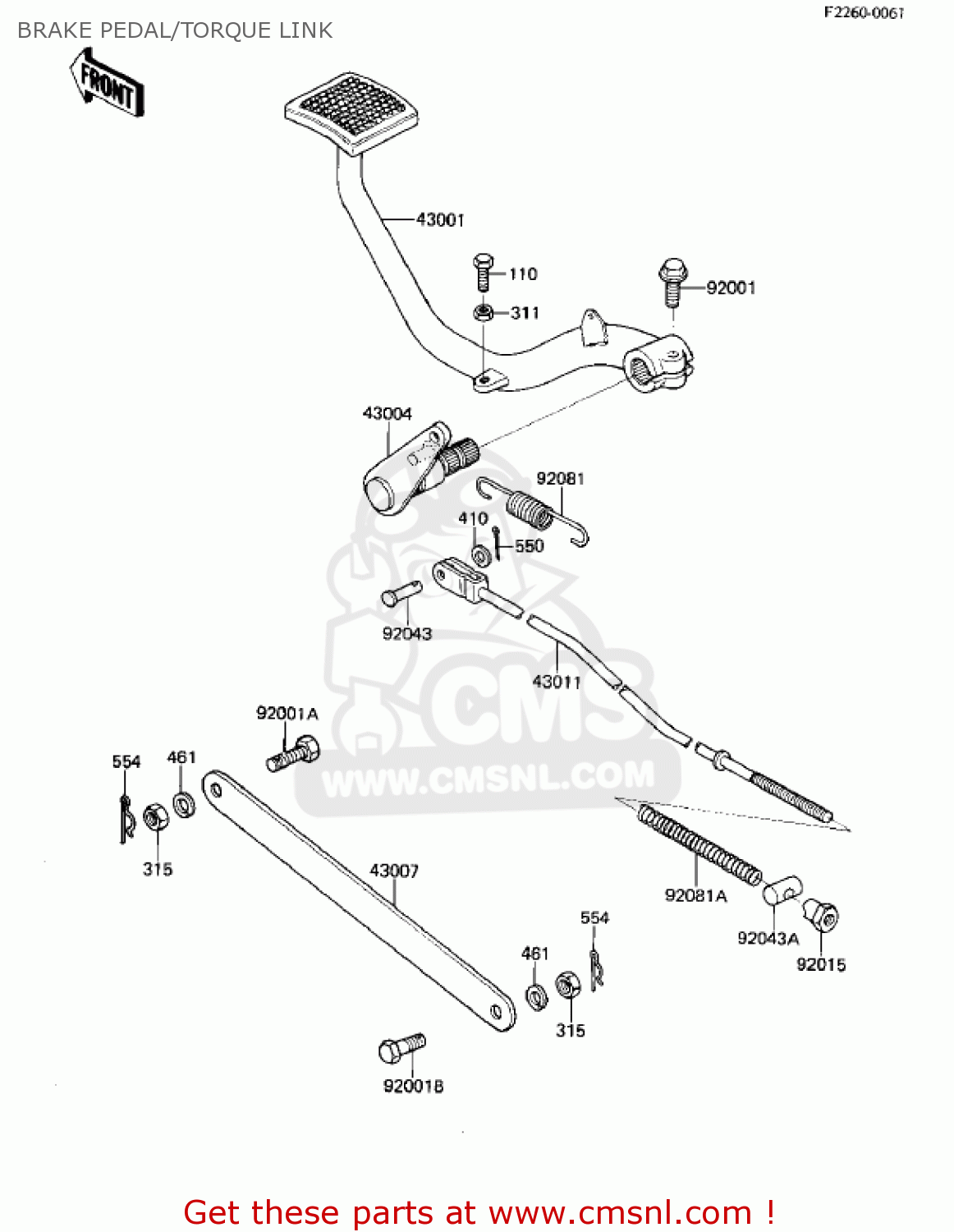 BRAKE PEDAL/TORQUE LINK KZ440G1 1982 USA CANADA