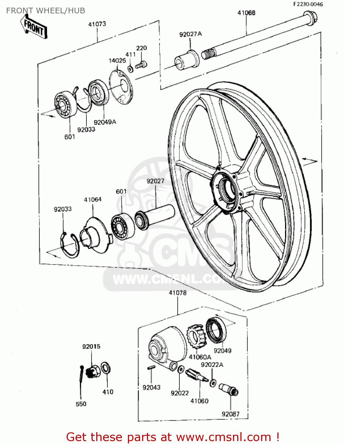 FRONT WHEEL/HUB KZ440G1 1982 USA CANADA