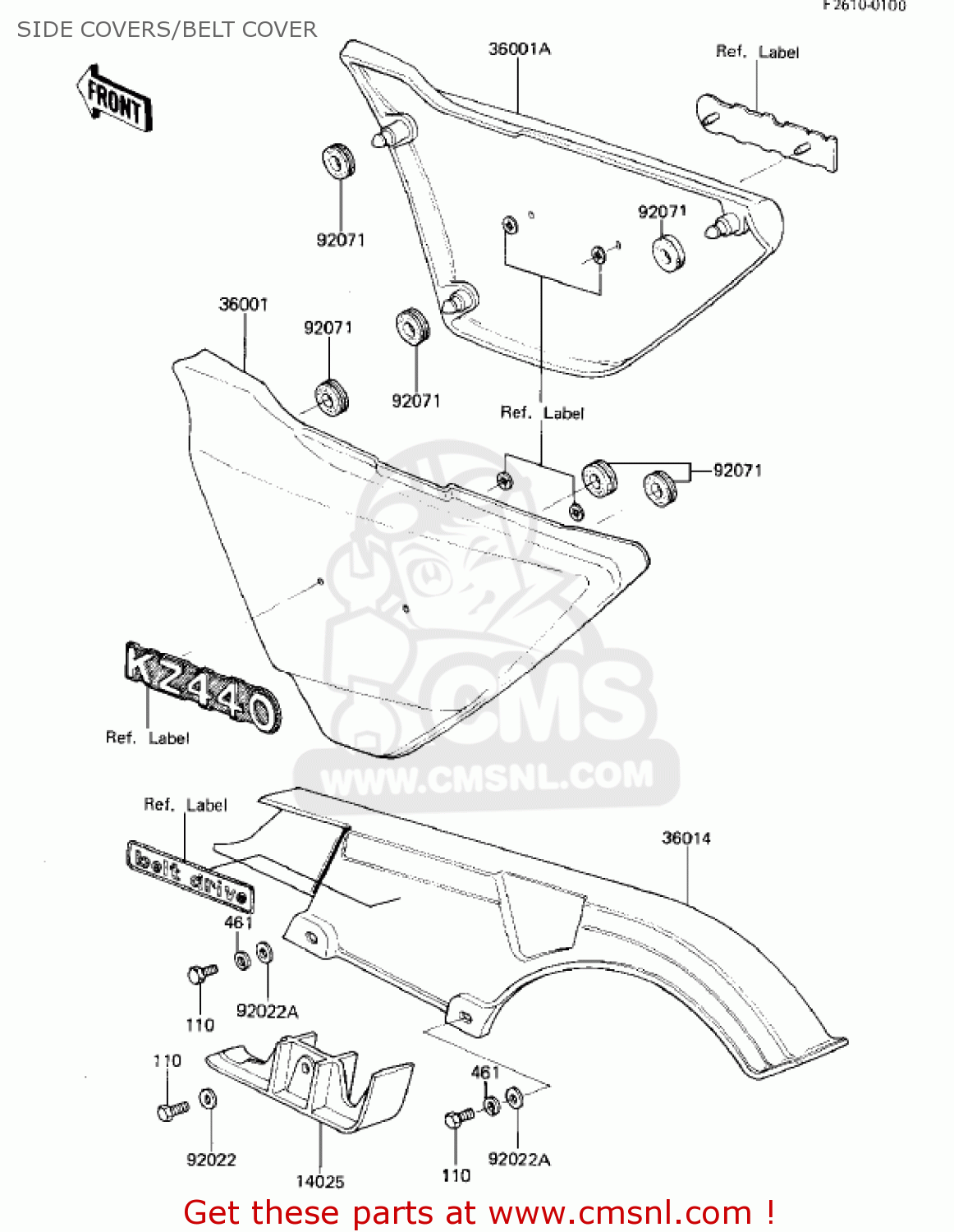 SIDE COVERS/BELT COVER KZ440G1 1982 USA CANADA