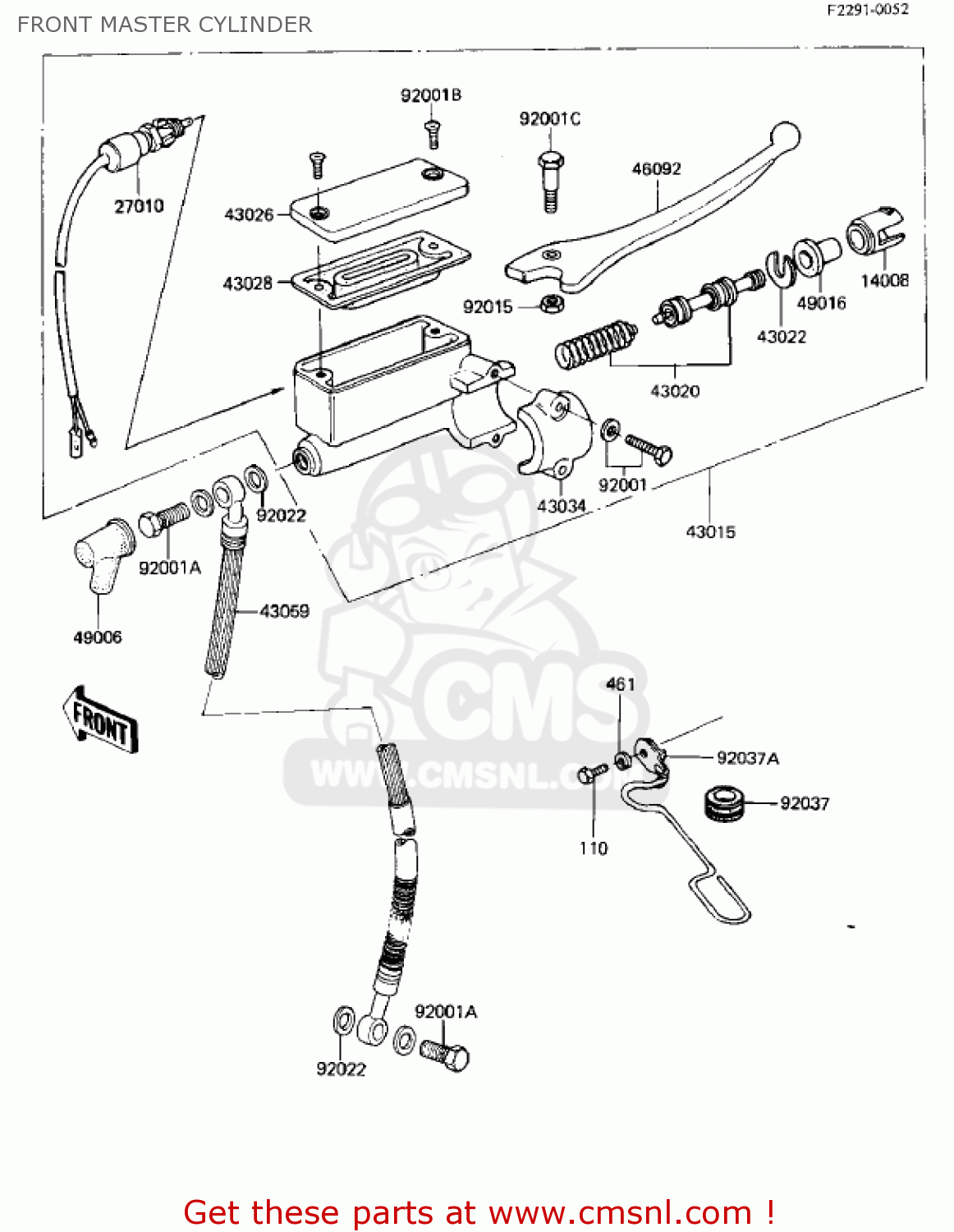FRONT MASTER CYLINDER KZ440G1 1982 USA CANADA