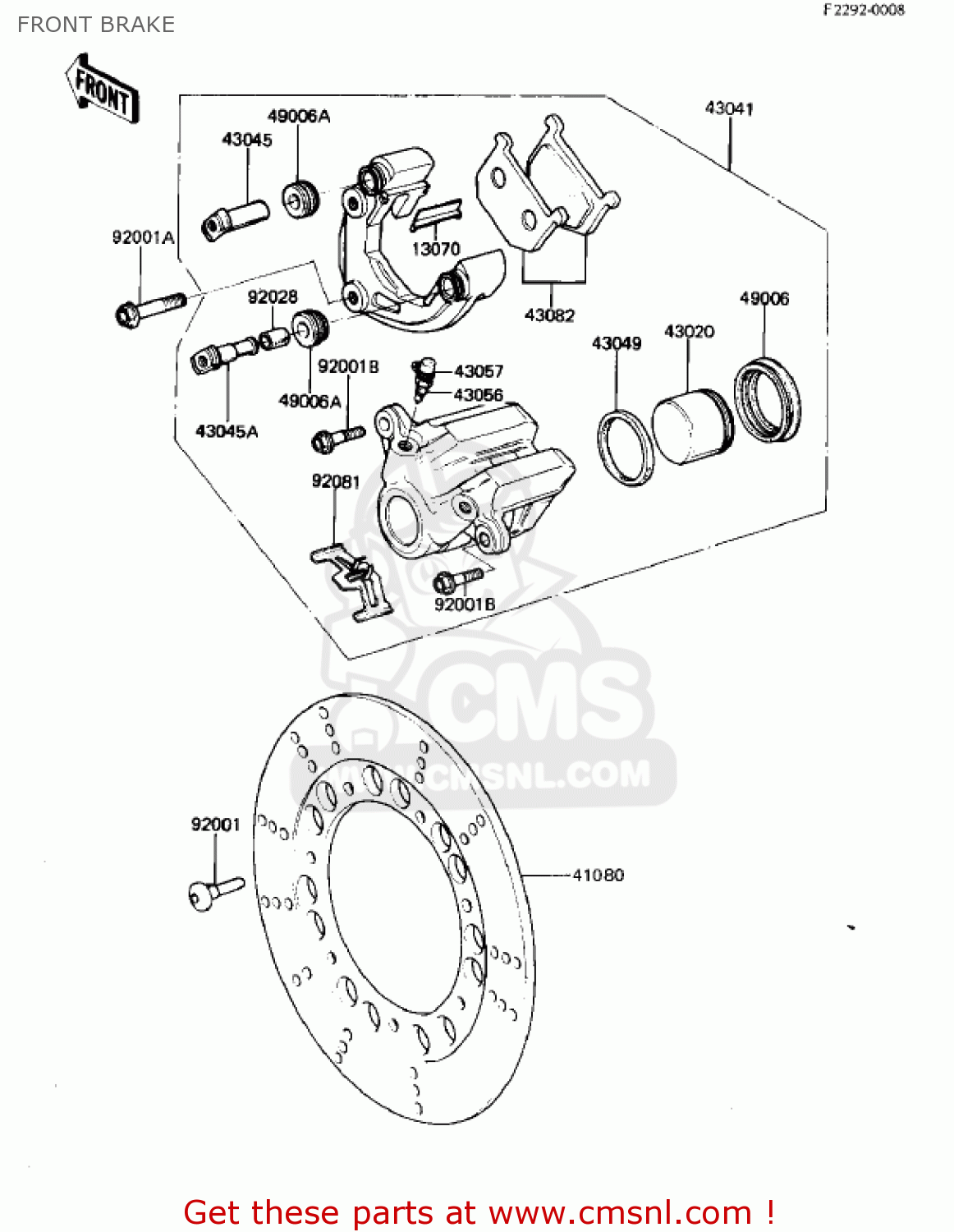 FRONT BRAKE KZ440G1 1982 USA CANADA