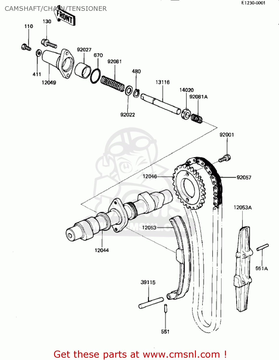 CAMSHAFT/CHAIN/TENSIONER KZ440G1 1982 USA CANADA