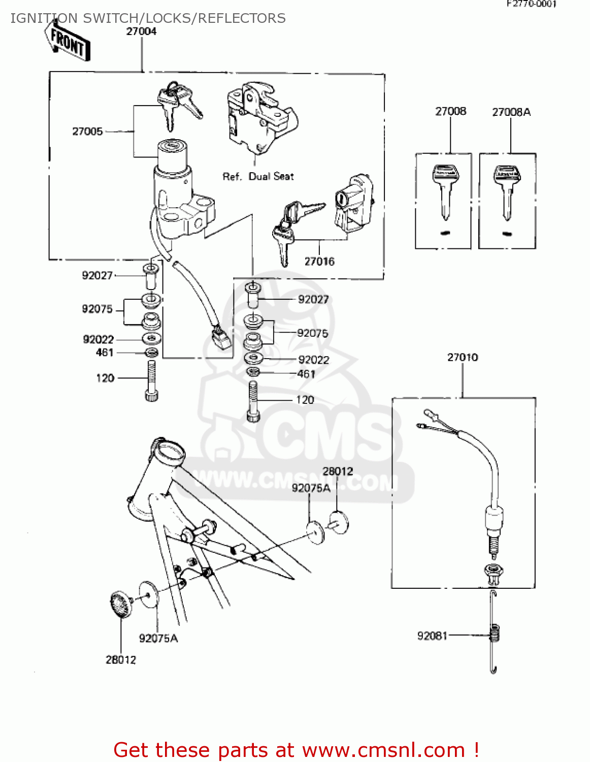 IGNITION SWITCH/LOCKS/REFLECTORS KZ440G1 1982 USA CANADA