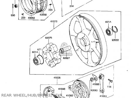 REAR WHEEL/HUB/BRAKE/BELT - KZ440G1 1982 USA CANADA