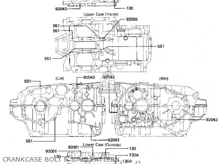 CRANKCASE BOLT & STUD PATTERN - KZ440G1 1982 USA CANADA