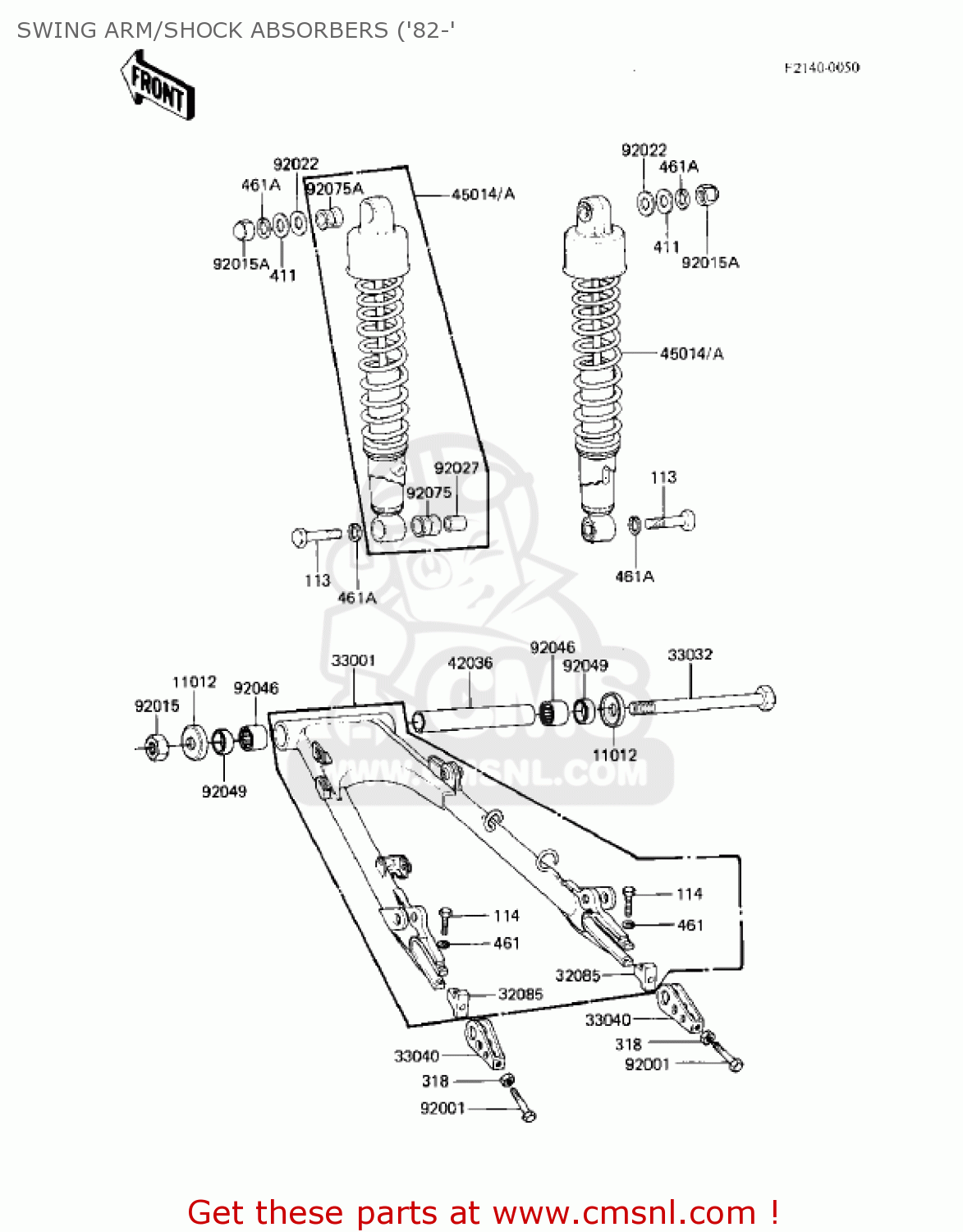 SWING ARM/SHOCK ABSORBERS ('82-' KZ550A1 1980 USA CANADA