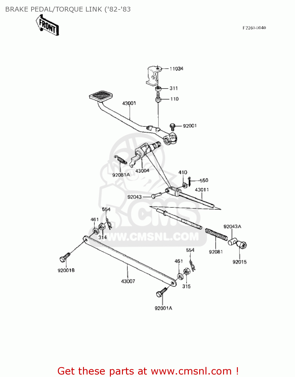 BRAKE PEDAL/TORQUE LINK ('82-'83 KZ550A1 1980 USA CANADA