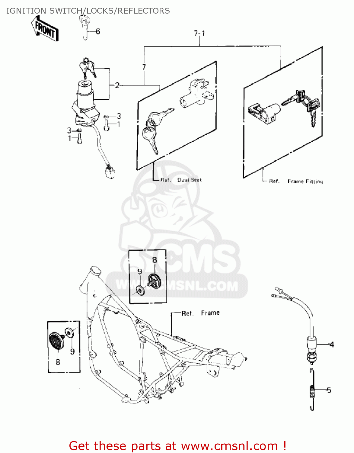 IGNITION SWITCH/LOCKS/REFLECTORS KZ550A1 1980 USA CANADA