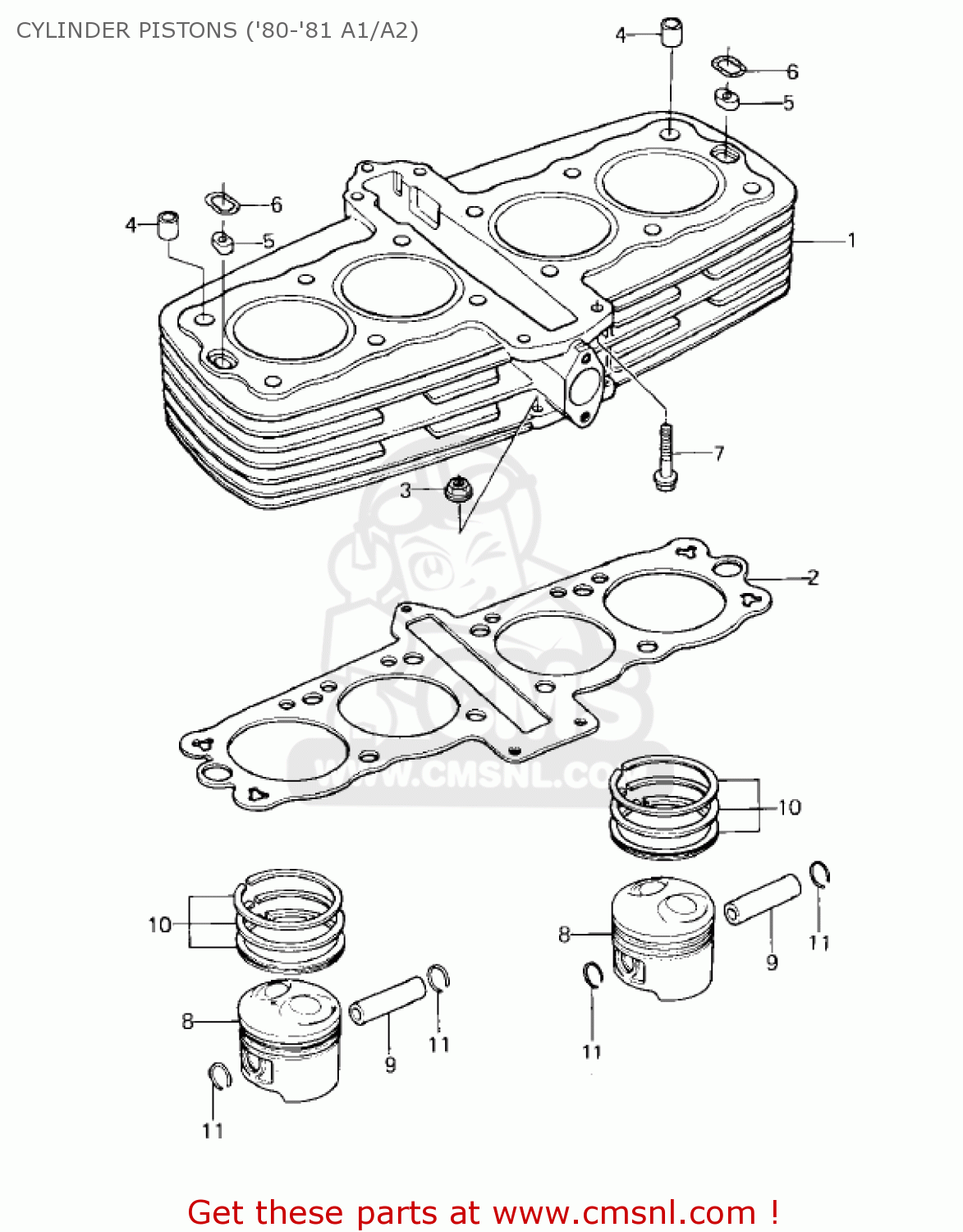 CYLINDER PISTONS ('80-'81 A1/A2) KZ550A1 1980 USA CANADA