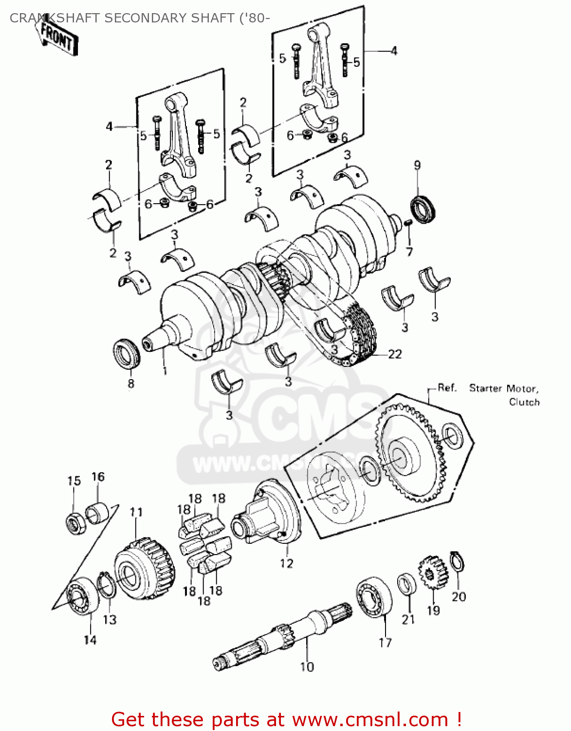 CRANKSHAFT SECONDARY SHAFT ('80- KZ550A1 1980 USA CANADA