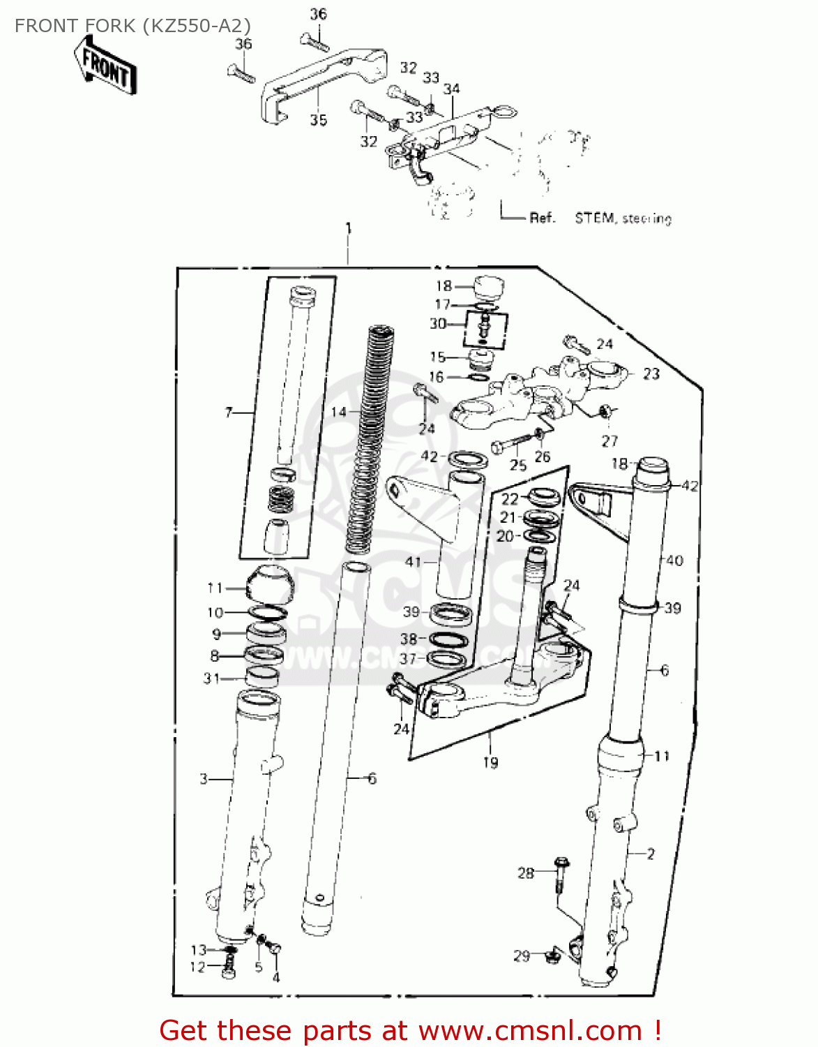 FRONT FORK (KZ550-A2) KZ550A1 1980 USA CANADA