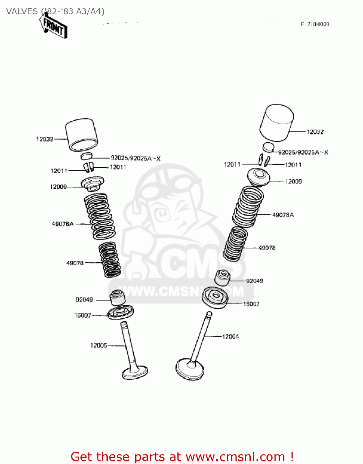 VALVES ('82-'83 A3/A4) KZ550A1 1980 USA CANADA