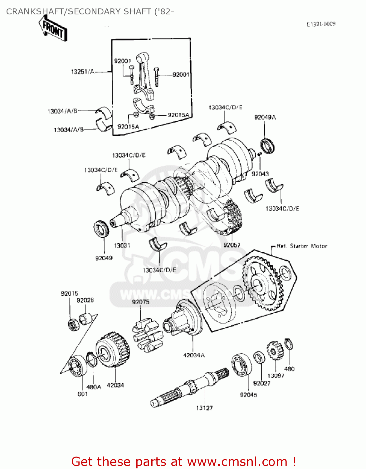 CRANKSHAFT/SECONDARY SHAFT ('82- KZ550A1 1980 USA CANADA