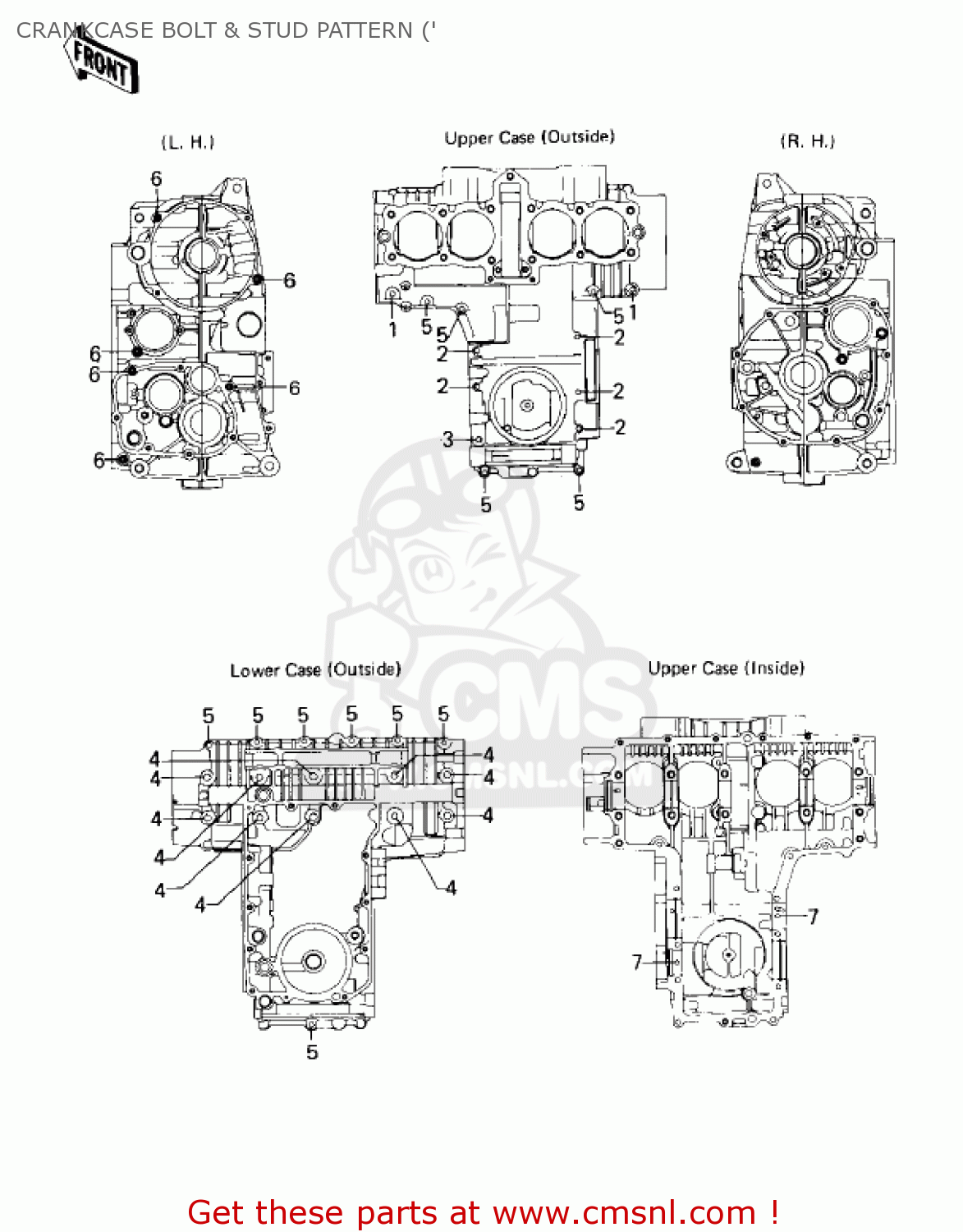 CRANKCASE BOLT & STUD PATTERN (' KZ550A1 1980 USA CANADA