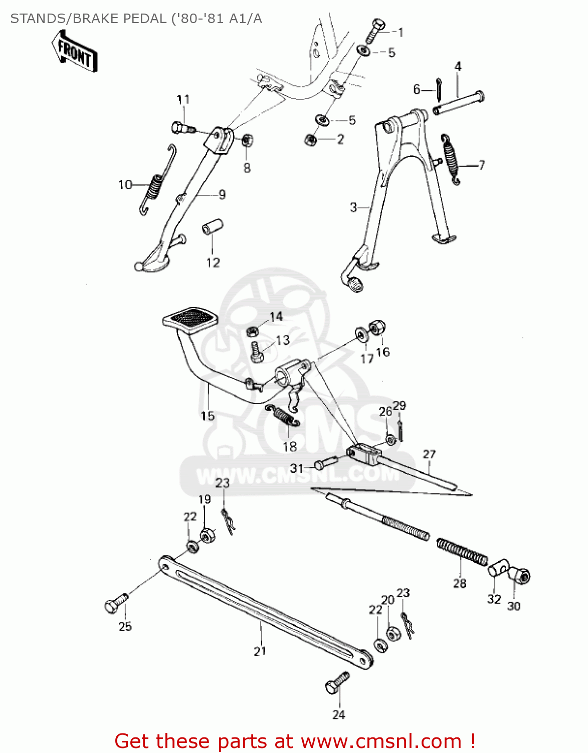 STANDS/BRAKE PEDAL ('80-'81 A1/A KZ550A1 1980 USA CANADA