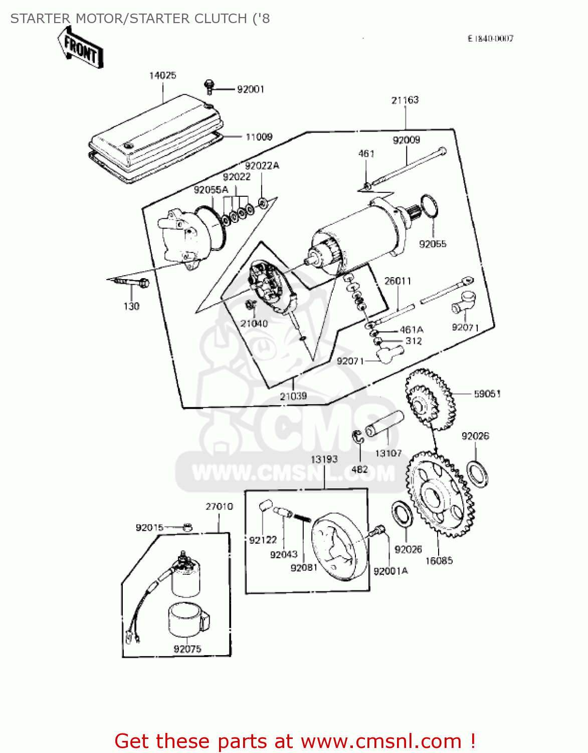STARTER MOTOR/STARTER CLUTCH ('8 KZ550A1 1980 USA CANADA